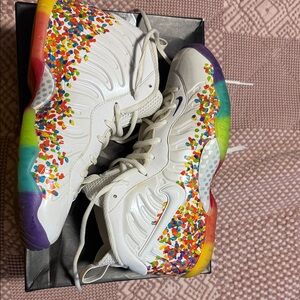 Nike Little Posite Pro Kids Sneakers White with Multicolor. Fruity Pebbles. Used